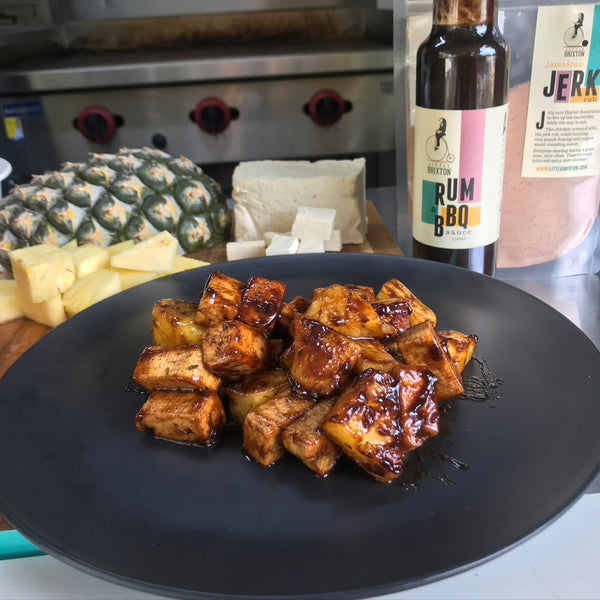 Little Brixton Tofu and Pineapple with Jerk Seasoning and Rum and BBQ Sauce